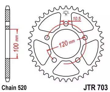 Čelični stražnji lančanik JT JTR703.47, 47z, veličina 520 - JTR703.47
