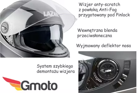 Lazer Bayamo Helter Integral-Motorradhelm schwarz grau weiß XL-5