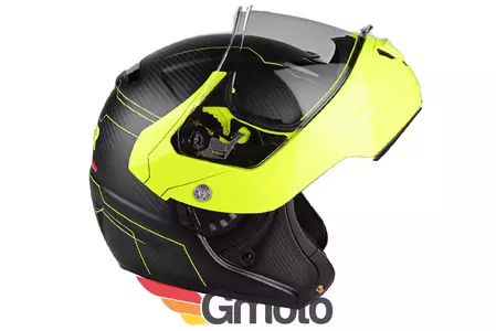 Kask motocyklowy szczękowy Lazer Monaco Evo Droid Pure Carbon czarny Carbon matowy żółty fluo S-2