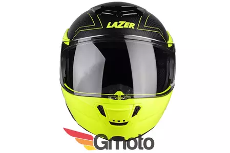 Kask motocyklowy szczękowy Lazer Monaco Evo Droid Pure Carbon czarny Carbon matowy żółty fluo S-4