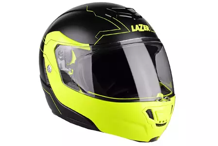 Capacete de motociclista Lazer Monaco Evo Droid Pure Glass preto mate amarelo fluo M - MONACO.EVO.PG.DROID M