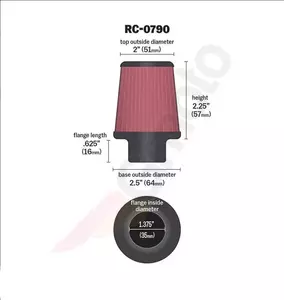 K&N RC-0790 35 mm kónický pretekársky vzduchový filter-4