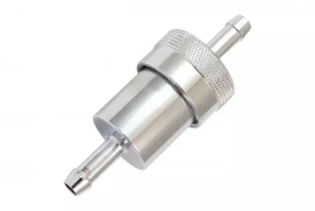 Palivový filter hliníkový 6,5 mm strieborný