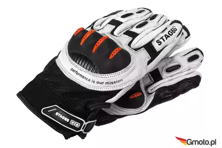 Motociklističke rukavice Stage6, bijele i crne, L-2