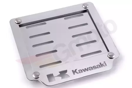 Marco de registro metálico Logotipo Kawasaki acero inoxidable-1