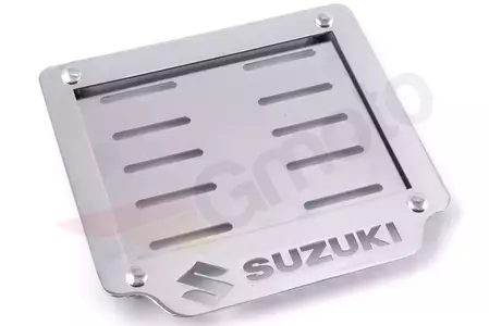 Marco metálico de la matrícula con el logotipo de Suzuki en acero inoxidable-1