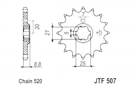 Prednji zobnik JT JTF507.13, 13z, velikost 520 - JTF507.13