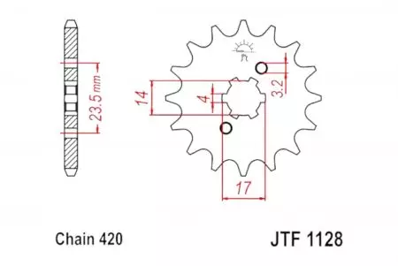 Piñón delantero JT JTF1128.15, 15z tamaño 420-2